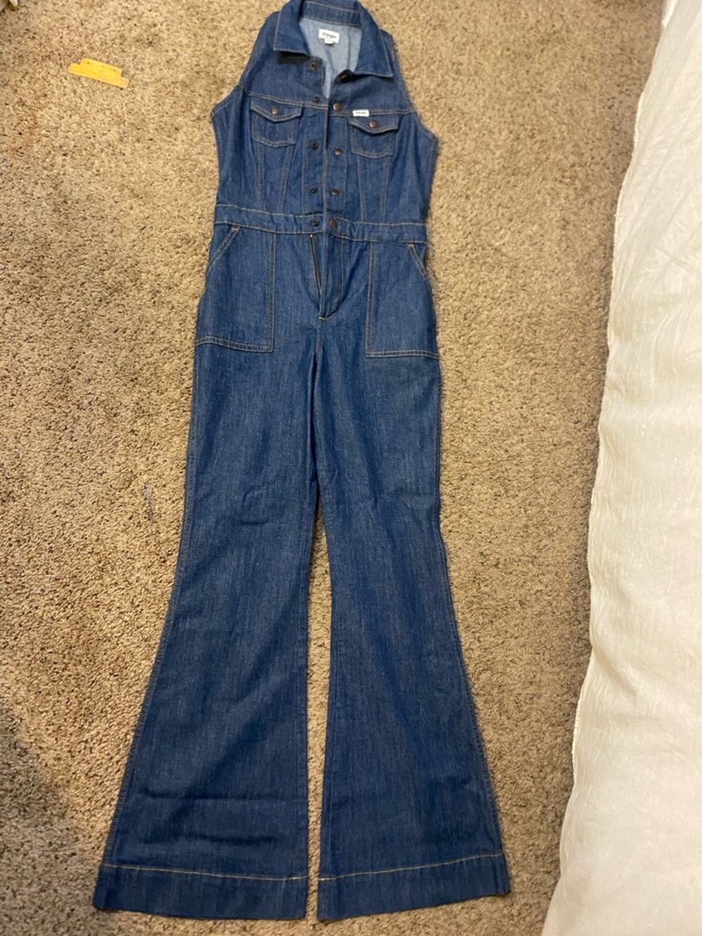 Wrangler Dark Blue Denim Flared Jumpsuit